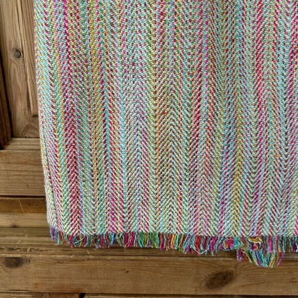 Trina Turk Tweed Pencil Skirt Rainbow Colorful Fringe Office Womens Size 2 - Picture 4 of 11